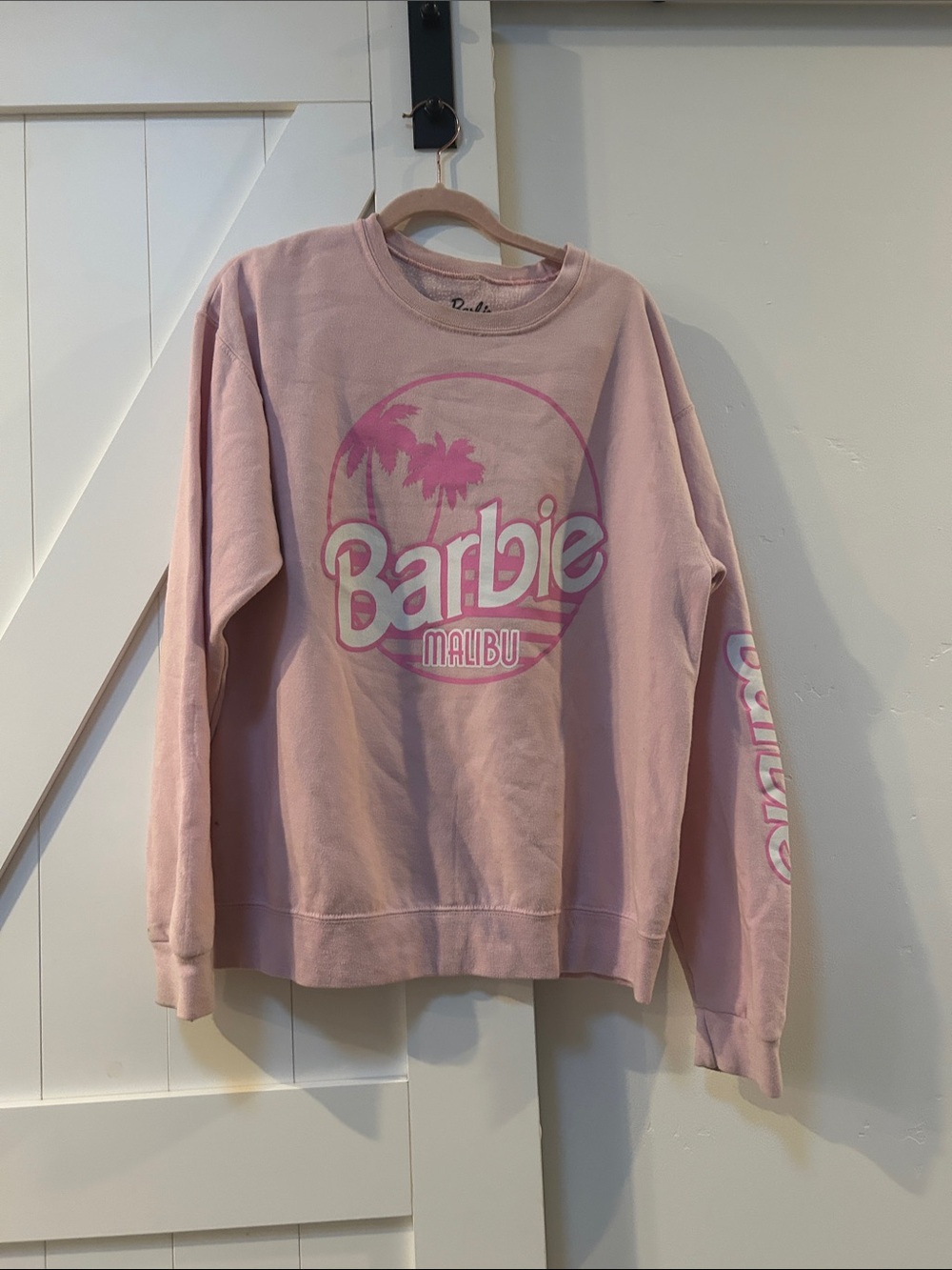 Barbie Light Pink Graphic Crewneck Sweatshirt medium